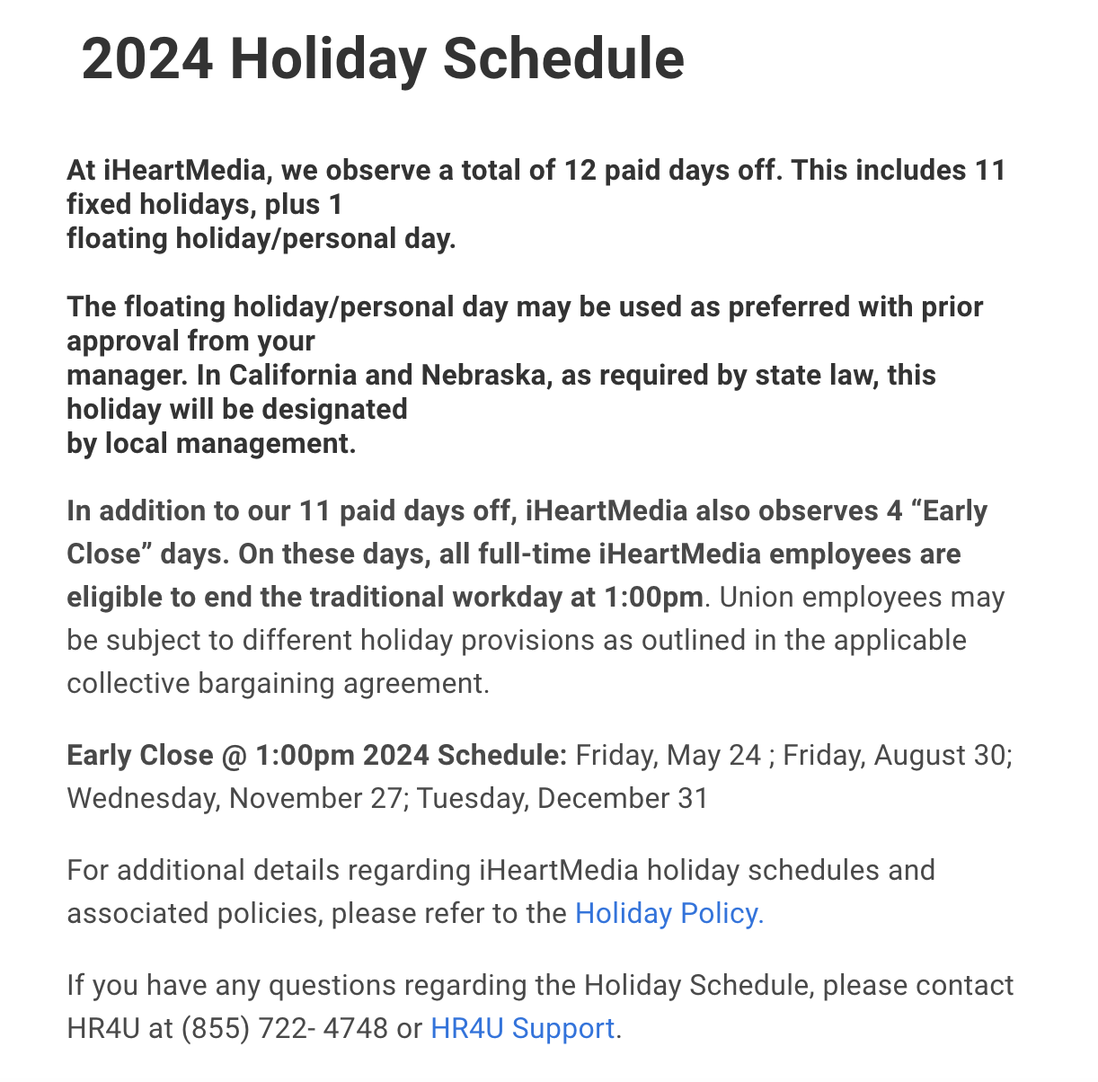 2024 Holiday Schedule Guru