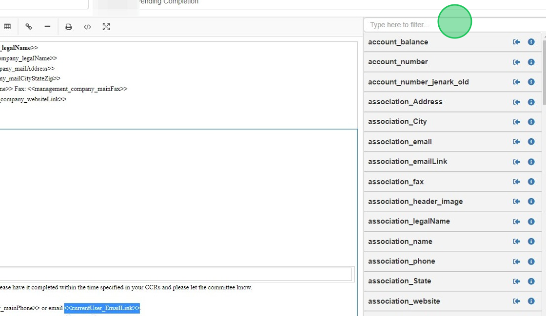 Screenshot of: Highlight the merge field that you will be replacing, and Click the 