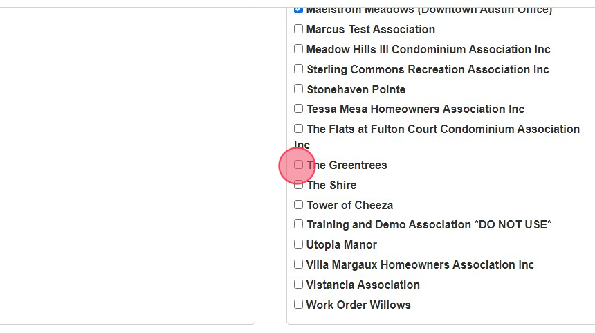 Screenshot of: Click the the association that needs to be added to office. 