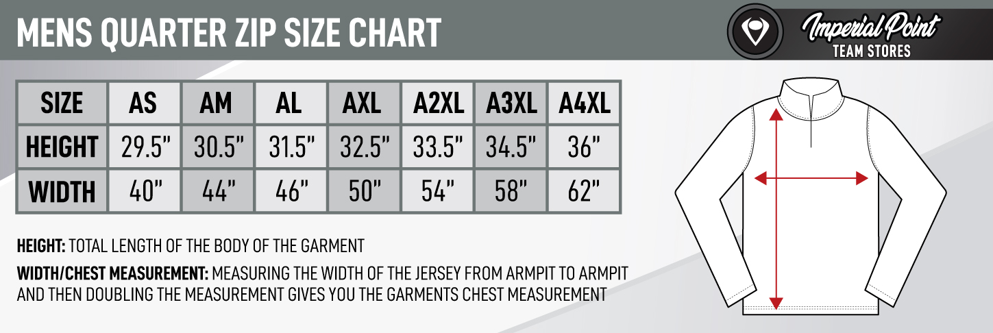 Team Store Size Charts - Quarter Zips | Guru