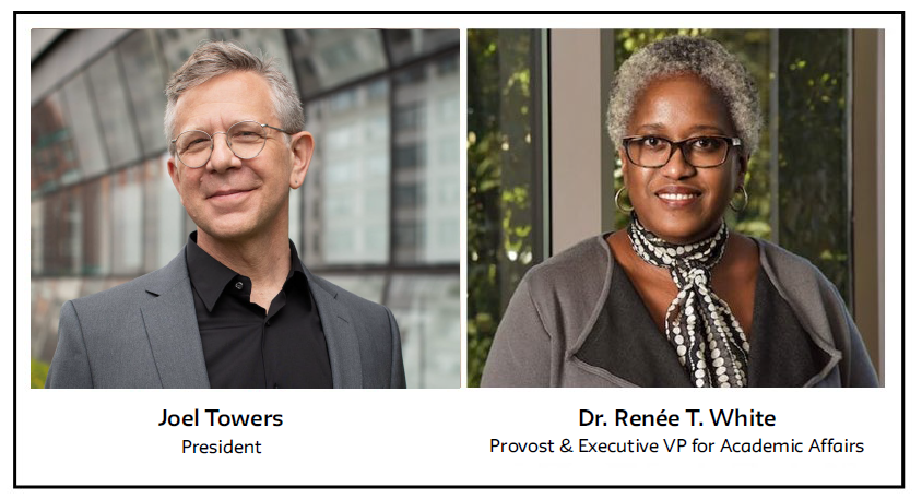 Headshots of the president and provost.