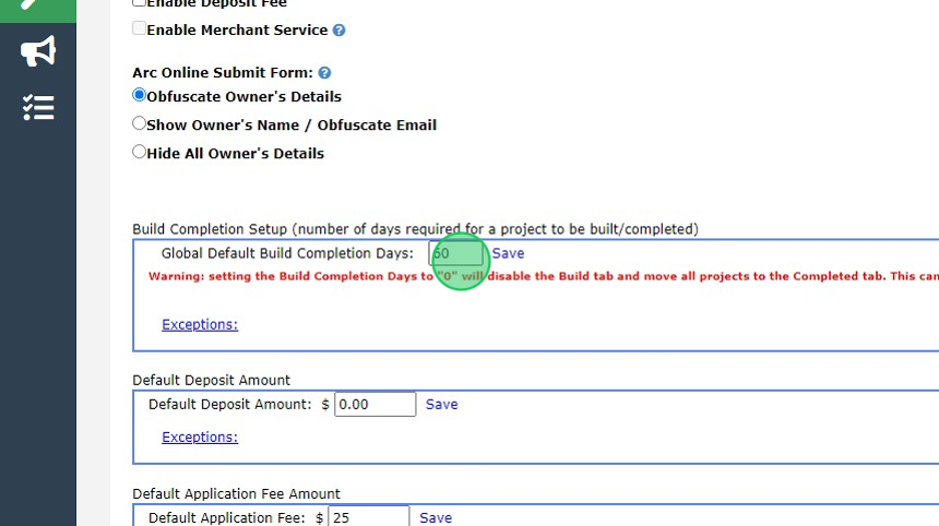 Screenshot of: Click this text field, and type 0. 