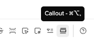The Callout button, a rectangle between two horizontal lines.