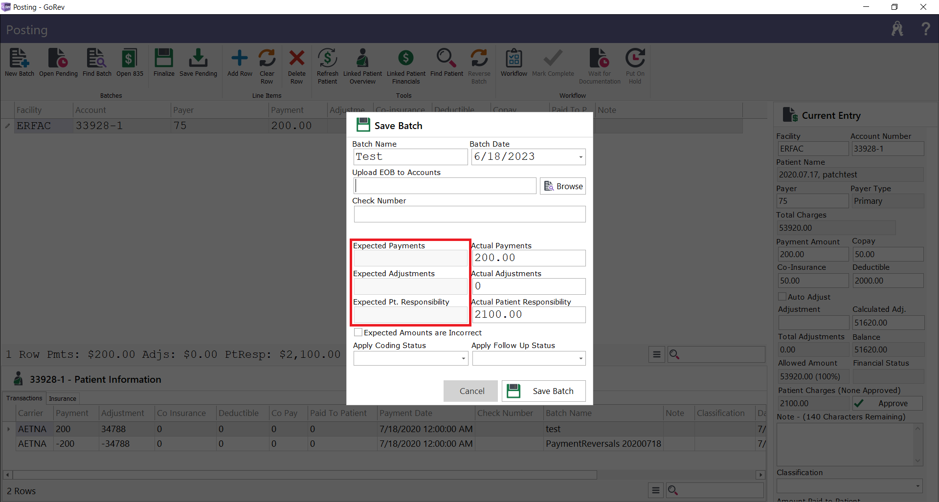 Bulk and LineItem Posting Finalize Batch screens no longer allow entry