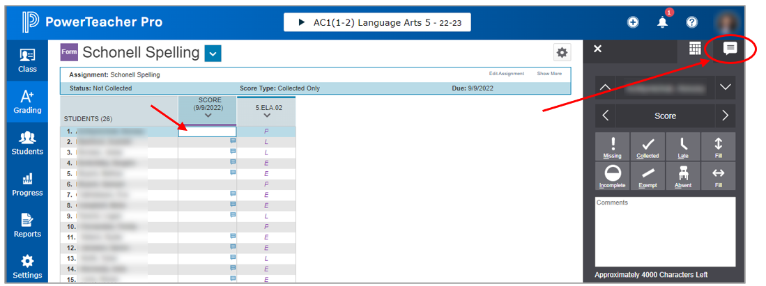 delete assignment powerteacher pro