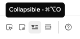 The collapsible icon, a small triangle with horizontal lines to the right of it.