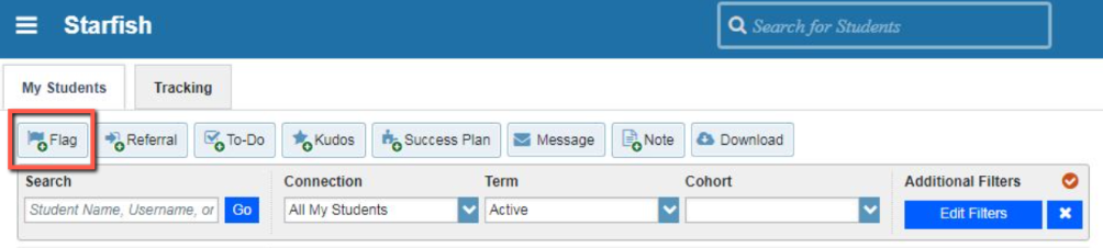The Flag button in the My Students tab