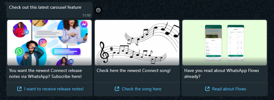 An example of how WhatsApp Carousel looks like