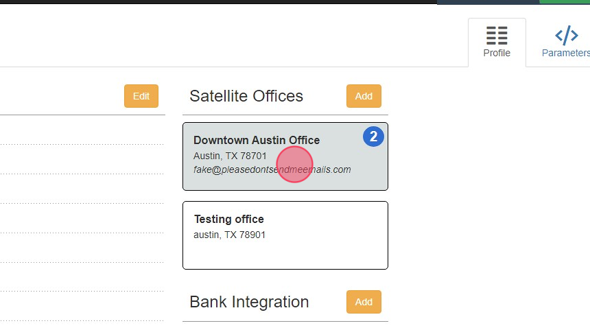 Screenshot of: Look for the Satellite office that you need, if mult. and click on it.