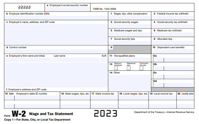 Sample Form W-2 for 2023