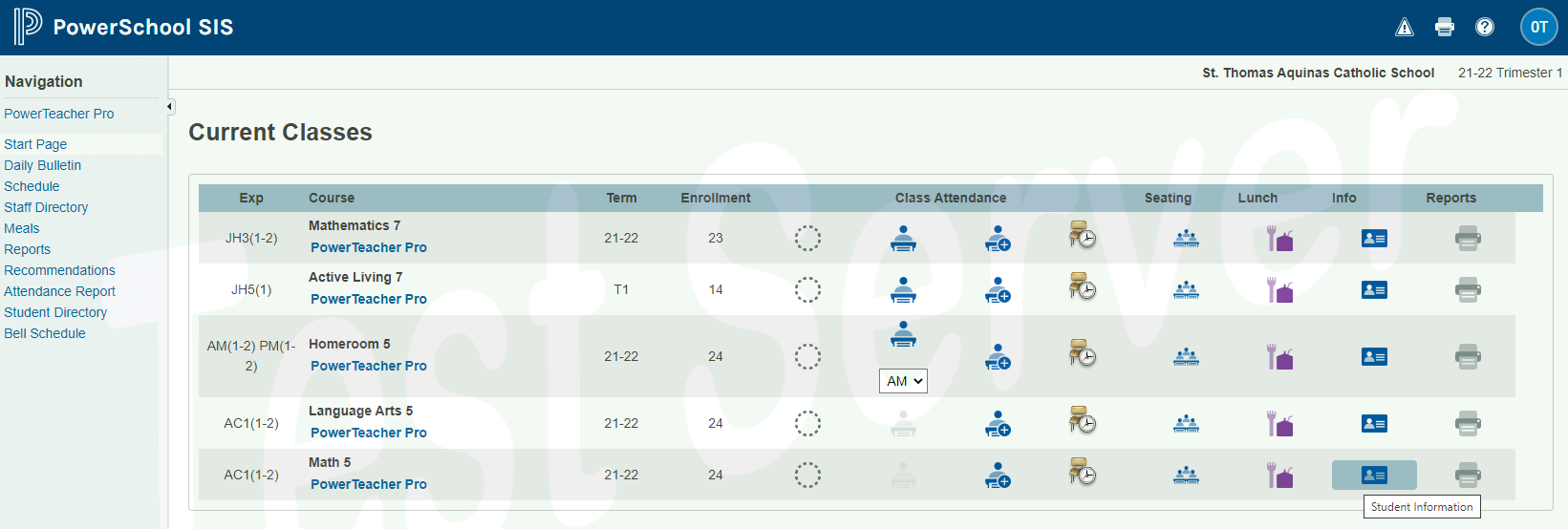 Viewing what a parent sees in the PowerSchool Parent Portal Grades and