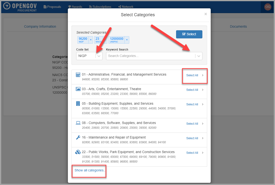 vendor-selection-of-category-codes