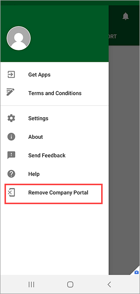 Screenshot of Company Portal app, highlighting 