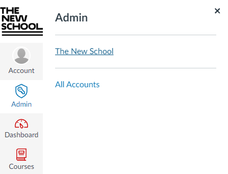 Admin tab in Canvas 